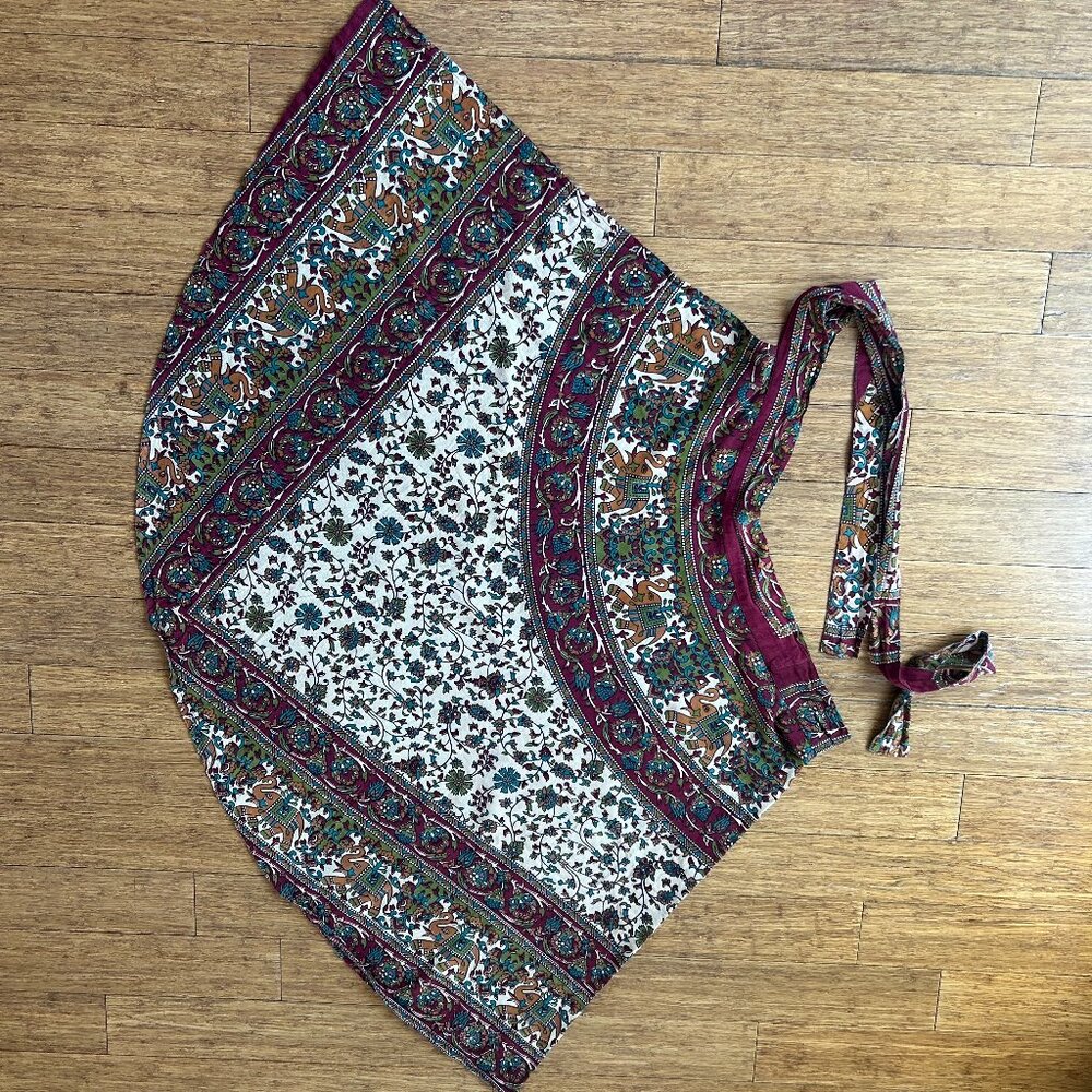 Boho Indian Wrap Skirt – Midi Length